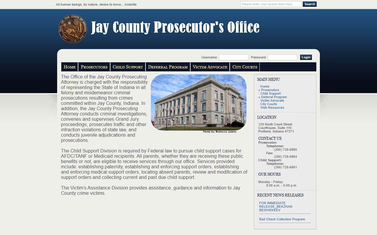 Jay County arrest records and court charges prosecutor site
