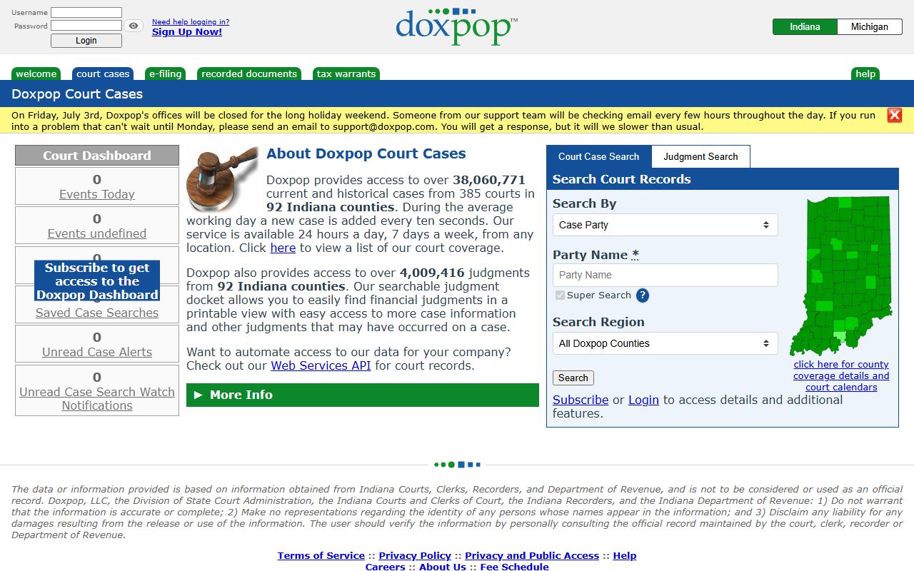 Jay County court records Doxpop court portal