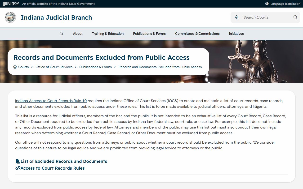 Jay County court records excluded records resource