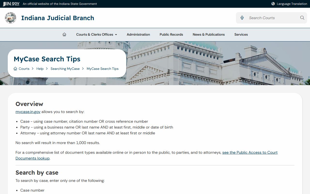 Jay County court records MyCase search tips