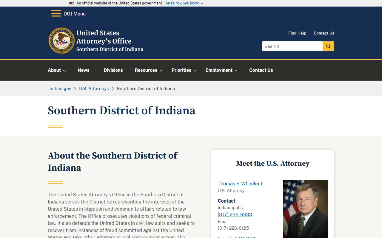 Jay County criminal court records U.S. Attorney Southern District