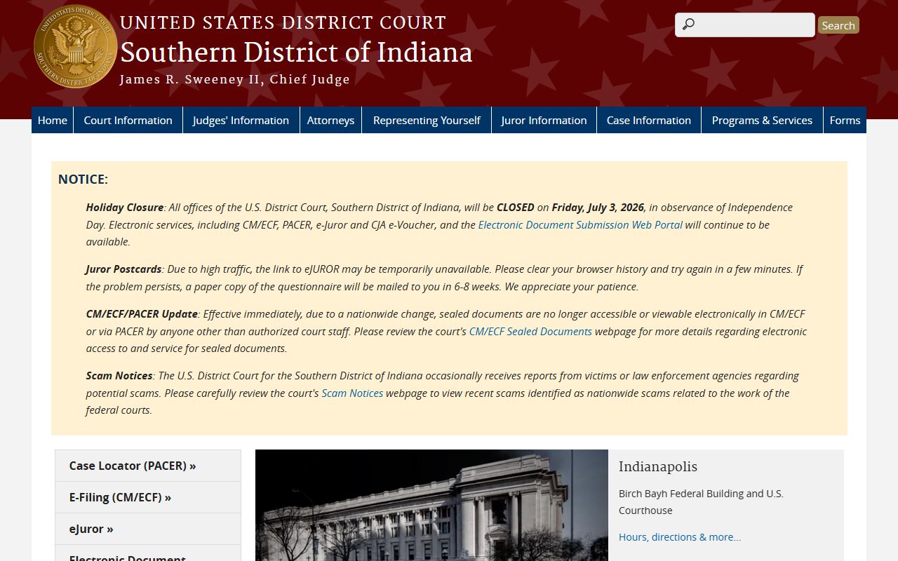 Jay County criminal court records Southern District of Indiana