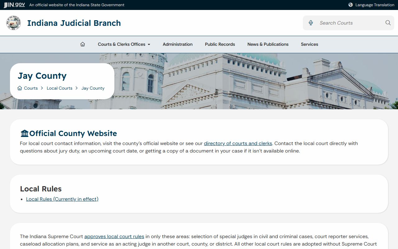 Jay County court records official Judicial Branch page