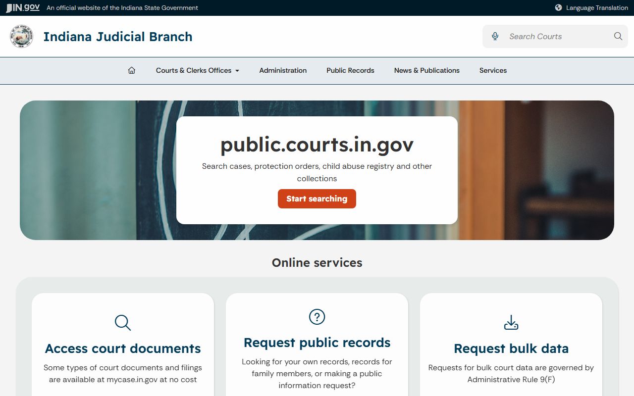 Jay County court records public records access page