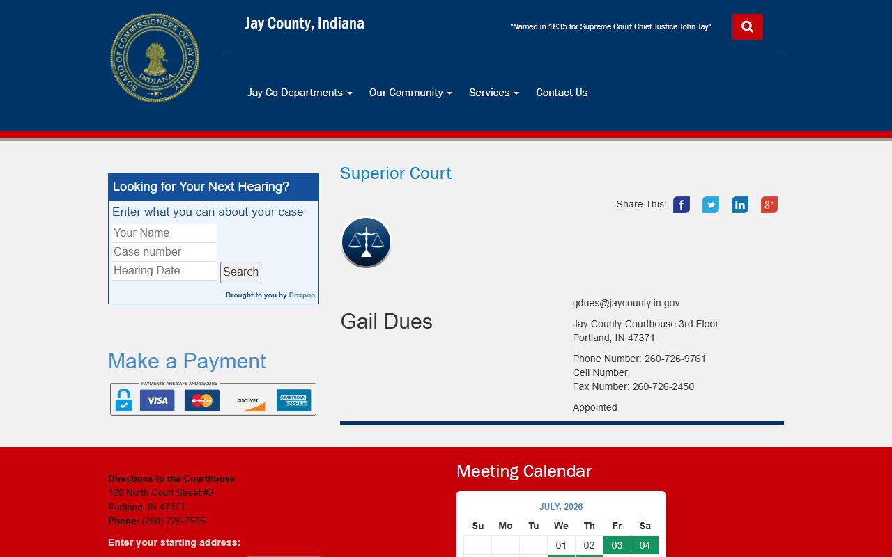 Jay County court records and Jay Superior Court page