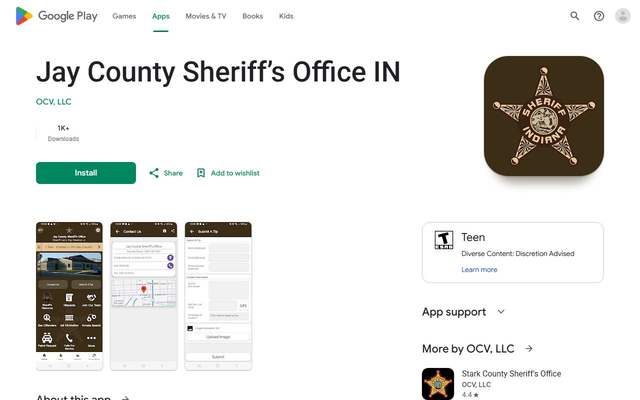 Jay County inmate records sheriff Android app listing