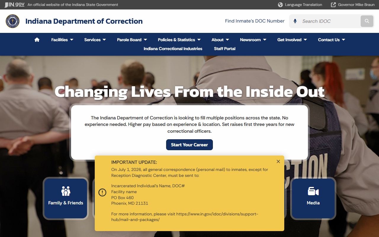 Jay County warrant records Indiana Department of Correction custody source
