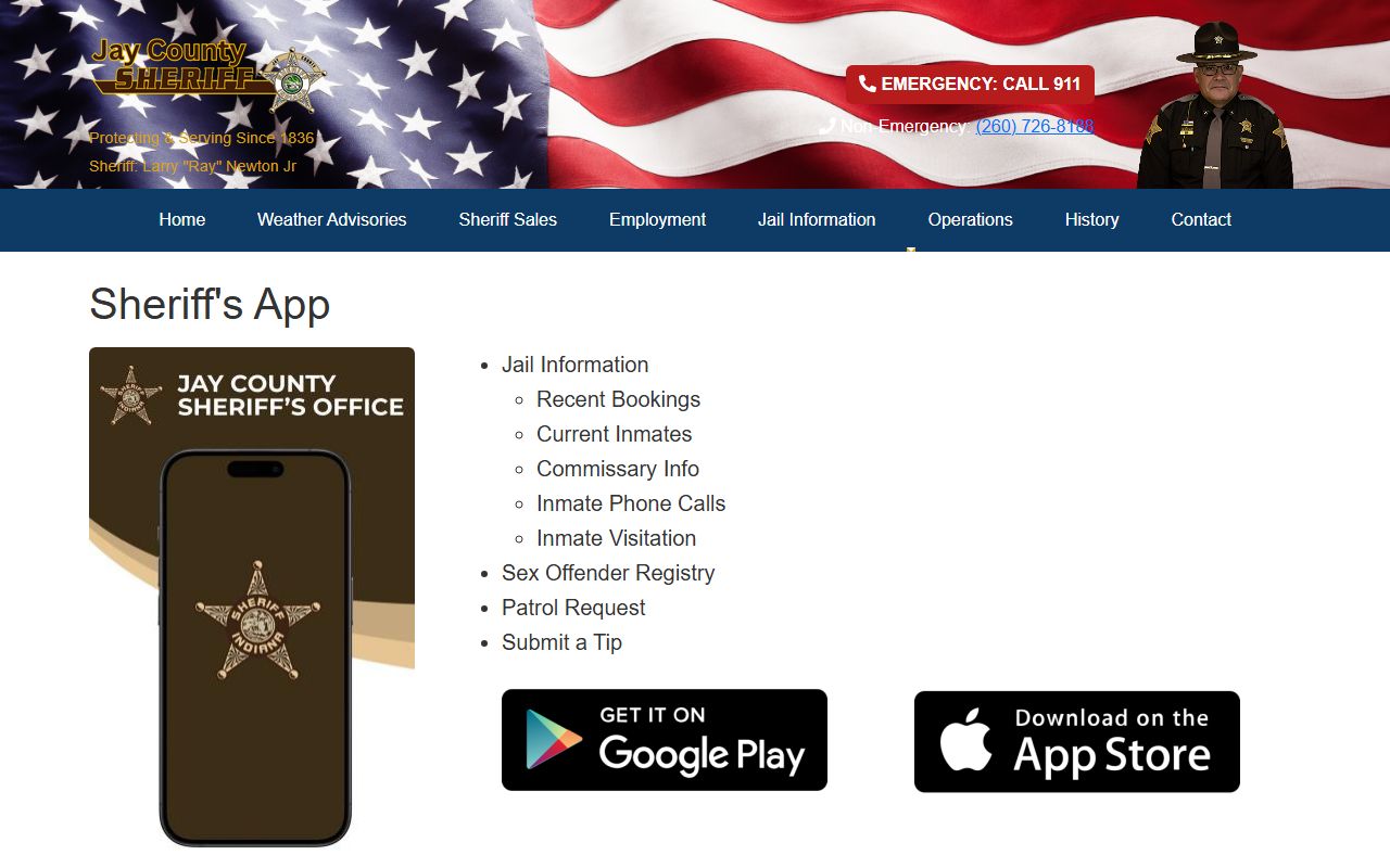 Jay County warrant records sheriff app custody and public safety features